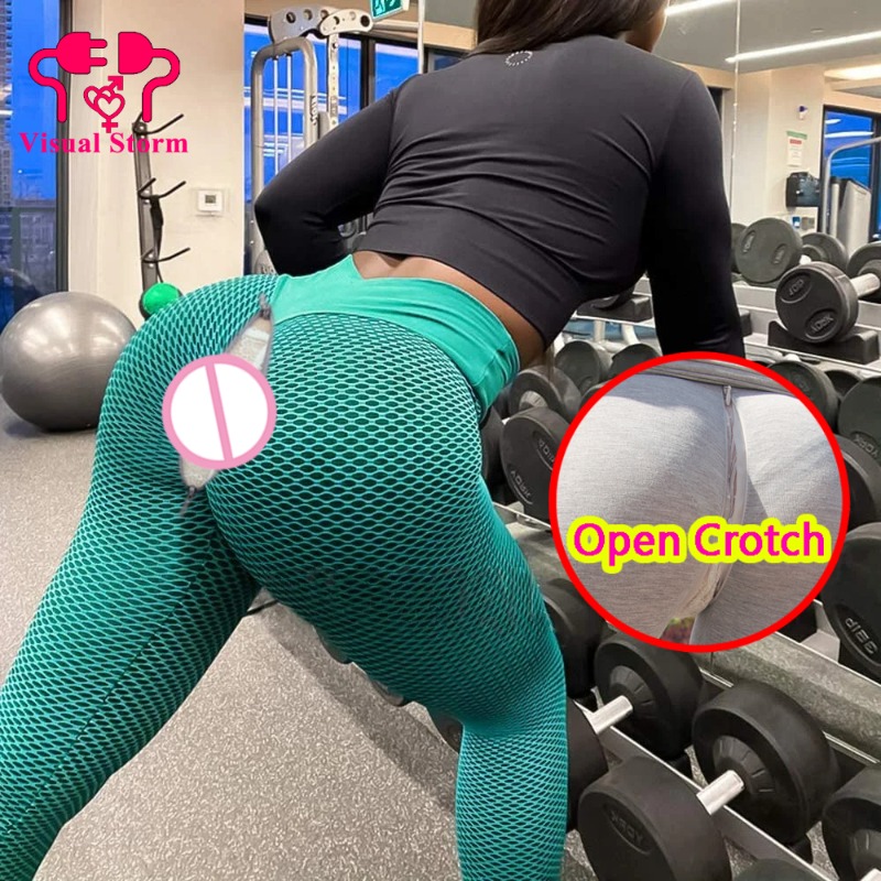 Outdoor Sport Leggings - Damskie seksowne legginsy z otwartym krokiem,