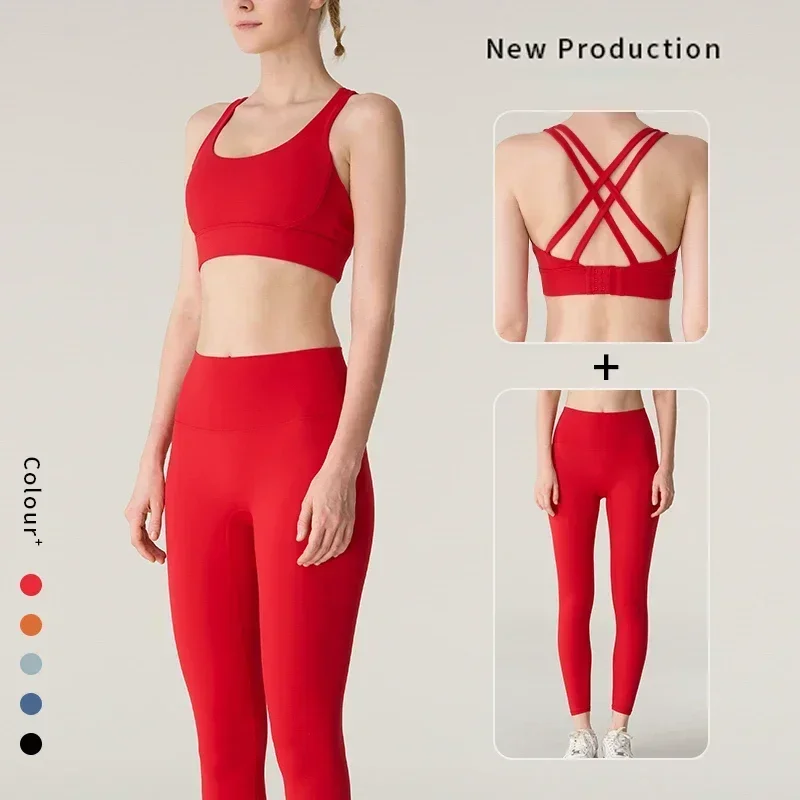 Outdoor Sport Leggings - Damski 2-częściowy zestaw do jogi, seksowny