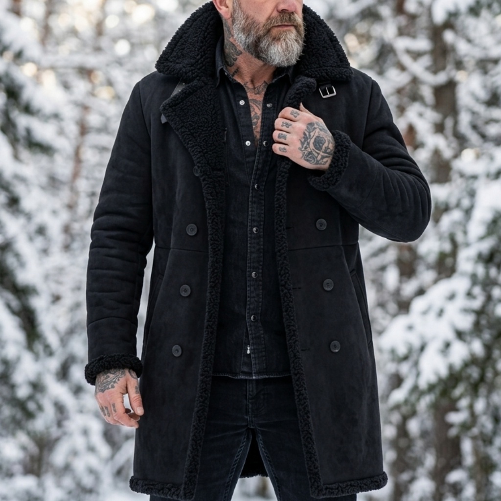 Outdoor Sport Jacket - Męska kurtka zimowa z imitacji zamszu,